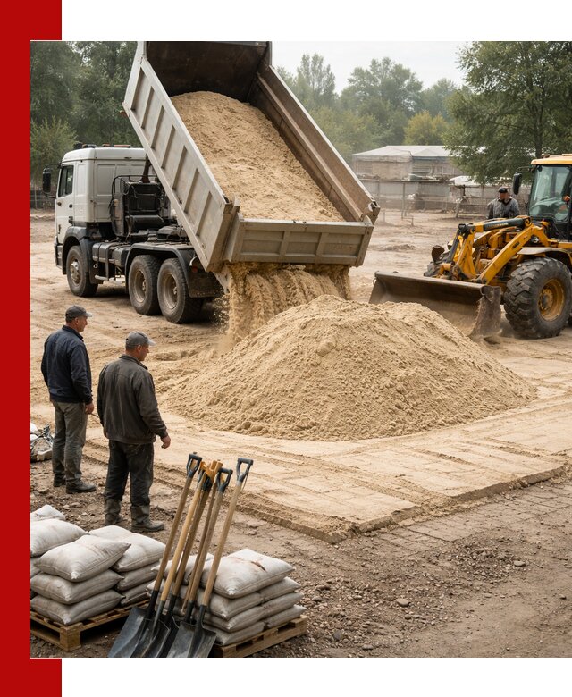Доставка мытого песка в Бузулуке с самосвалами по выгодной цене
