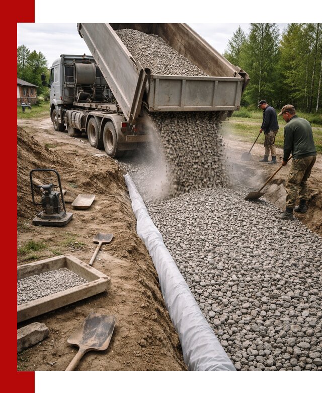Гравий для дренажа с доставкой в Бузулуке качественный и недорогой