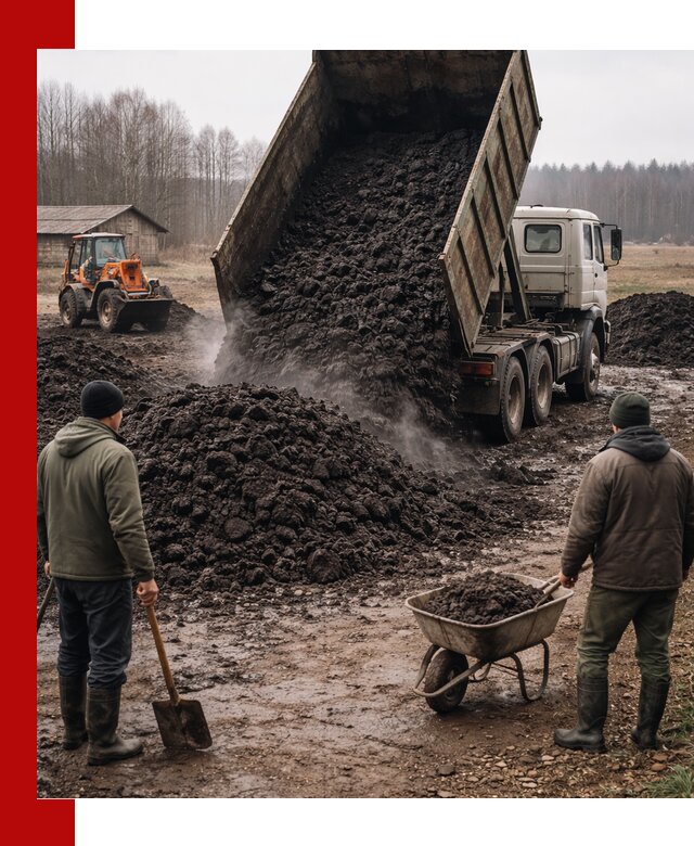 Доставка низинного торфа с разгрузкой и доставкой в Бузулуке