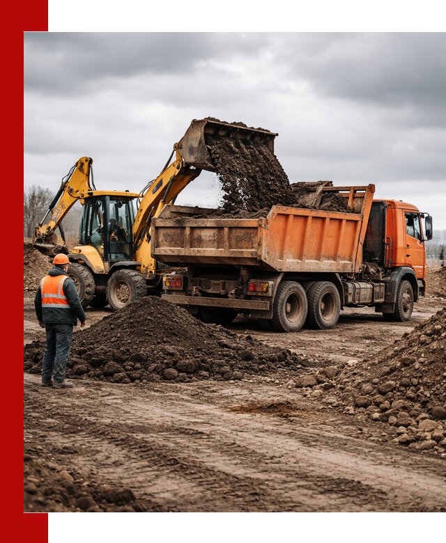 Вывоз грунта и строительного мусора в Бузулуке грузовыми самосвалами