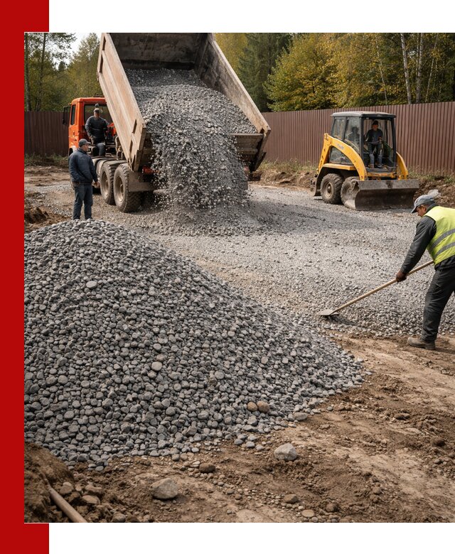 Отсыпка участка щебнем с доставкой и уплотнением в Бузулуке