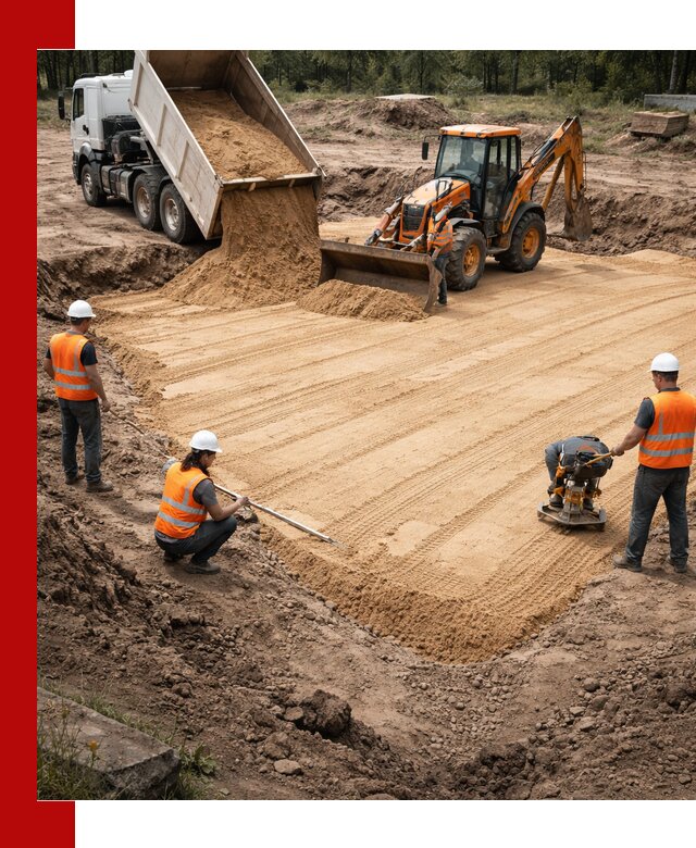 Устройство песчаной подушки для фундаментов и дорог в Бузулуке